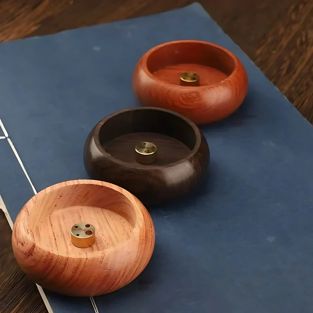 Lisslune | Round Solid Wood Incense Stick Holder