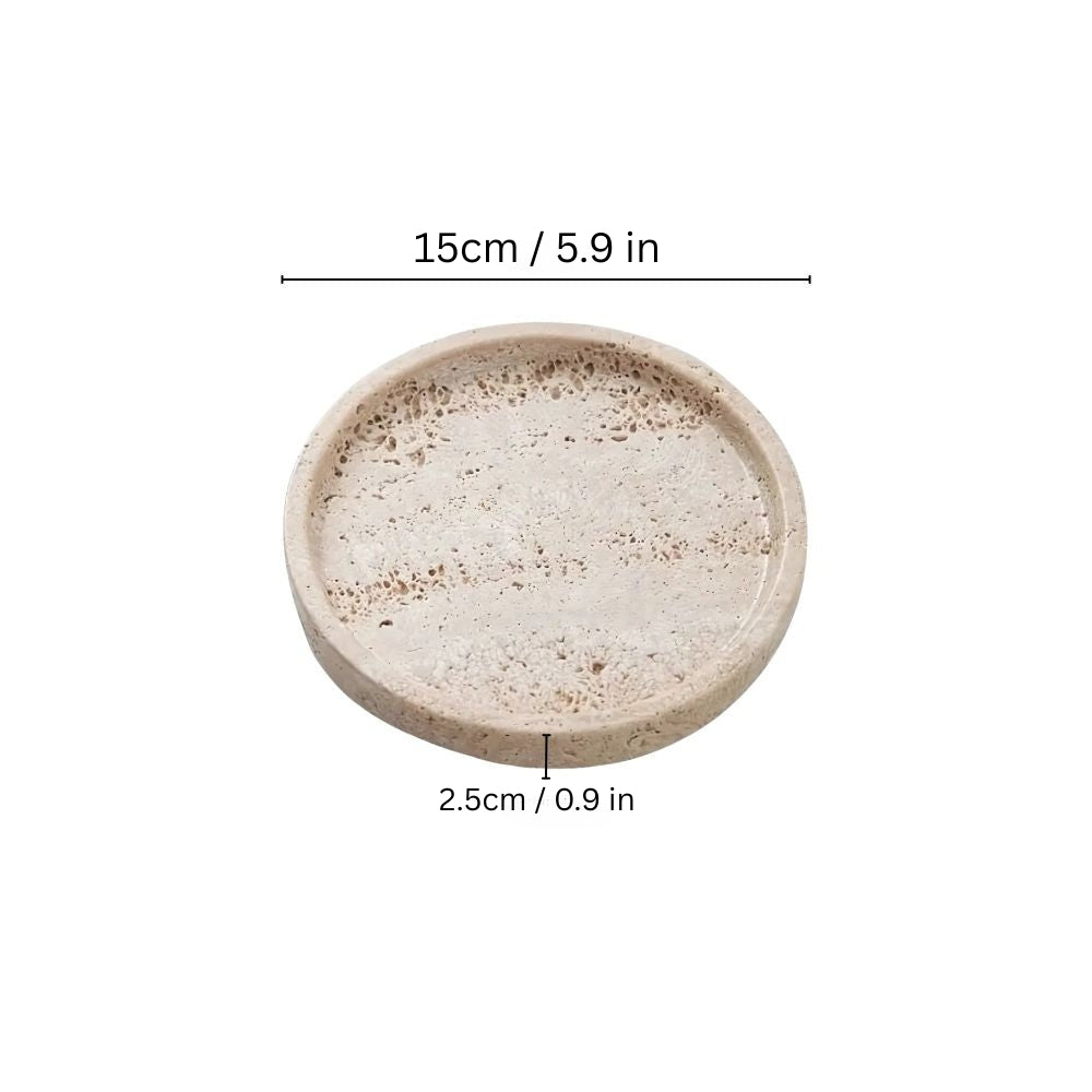 Lisslune | Round Travertine Stone Tray