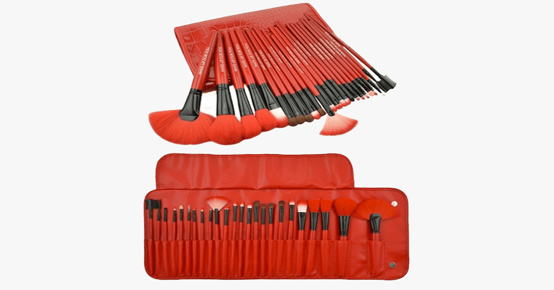 Lisslune | 24-piece royal red makeup brush set