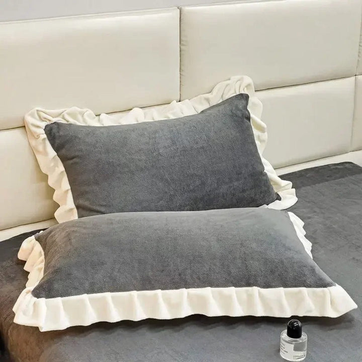 Lisslune | Velvet Ruffle Edge Pastel Pillow Cover