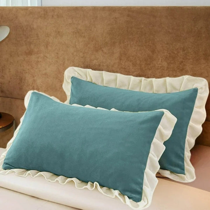 Lisslune | Velvet Ruffle Edge Pastel Pillow Cover