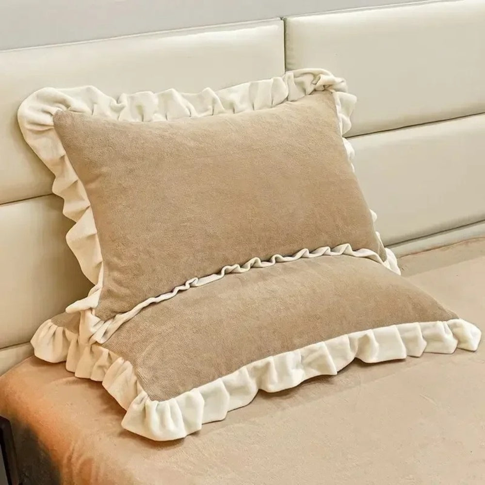 Lisslune | Velvet Ruffle Edge Pastel Pillow Cover