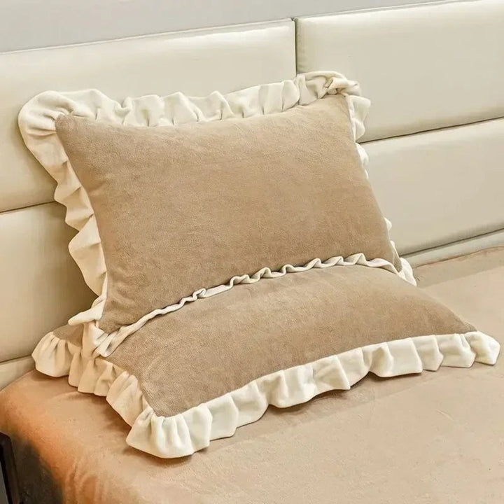 Lisslune | Velvet Ruffle Edge Pastel Pillow Cover