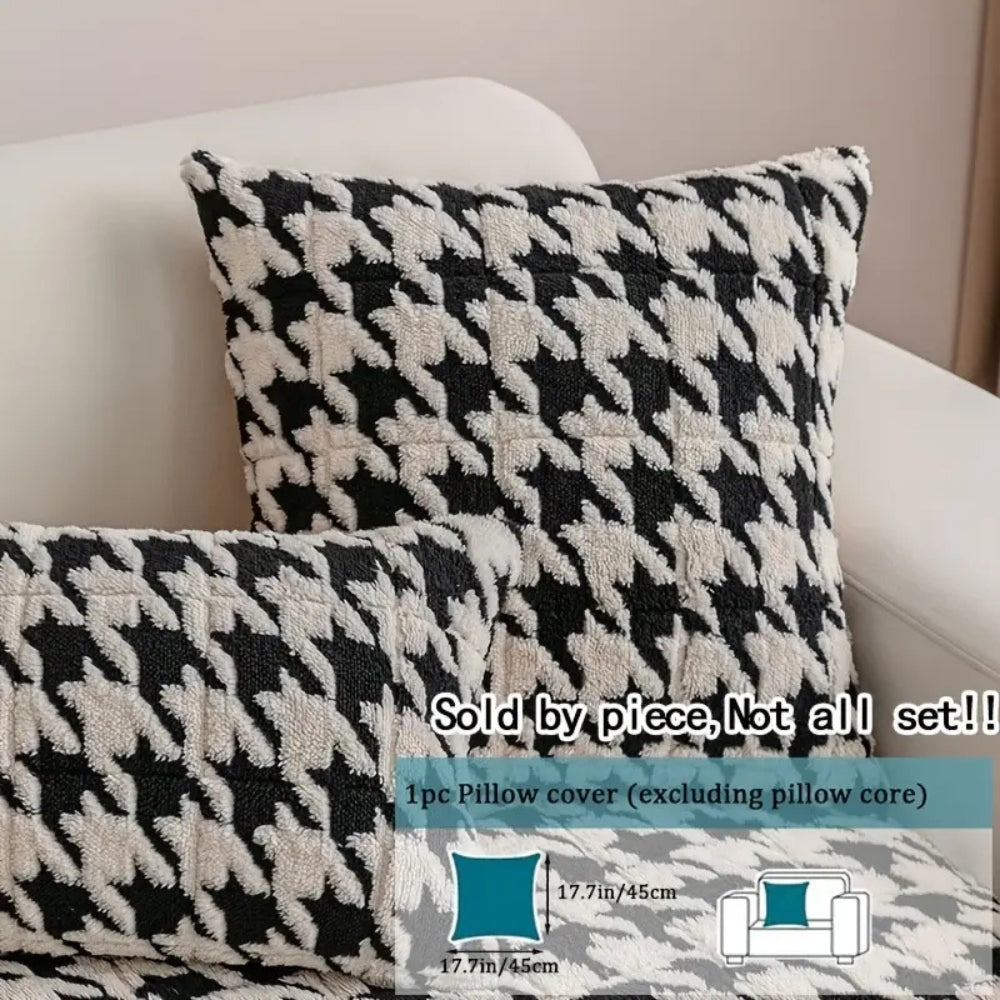 Lisslune | Colourful Plush Houndstooth Sofa Cover and Cushion Cover