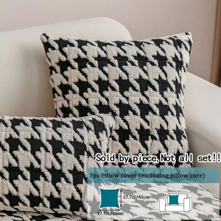 Lisslune | Colourful Plush Houndstooth Sofa Cover and Cushion Cover