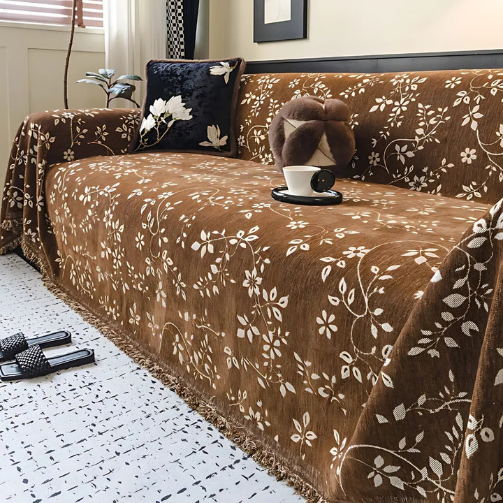 Lisslune | Rustic Blossom Ivory Floral Sofa Cover