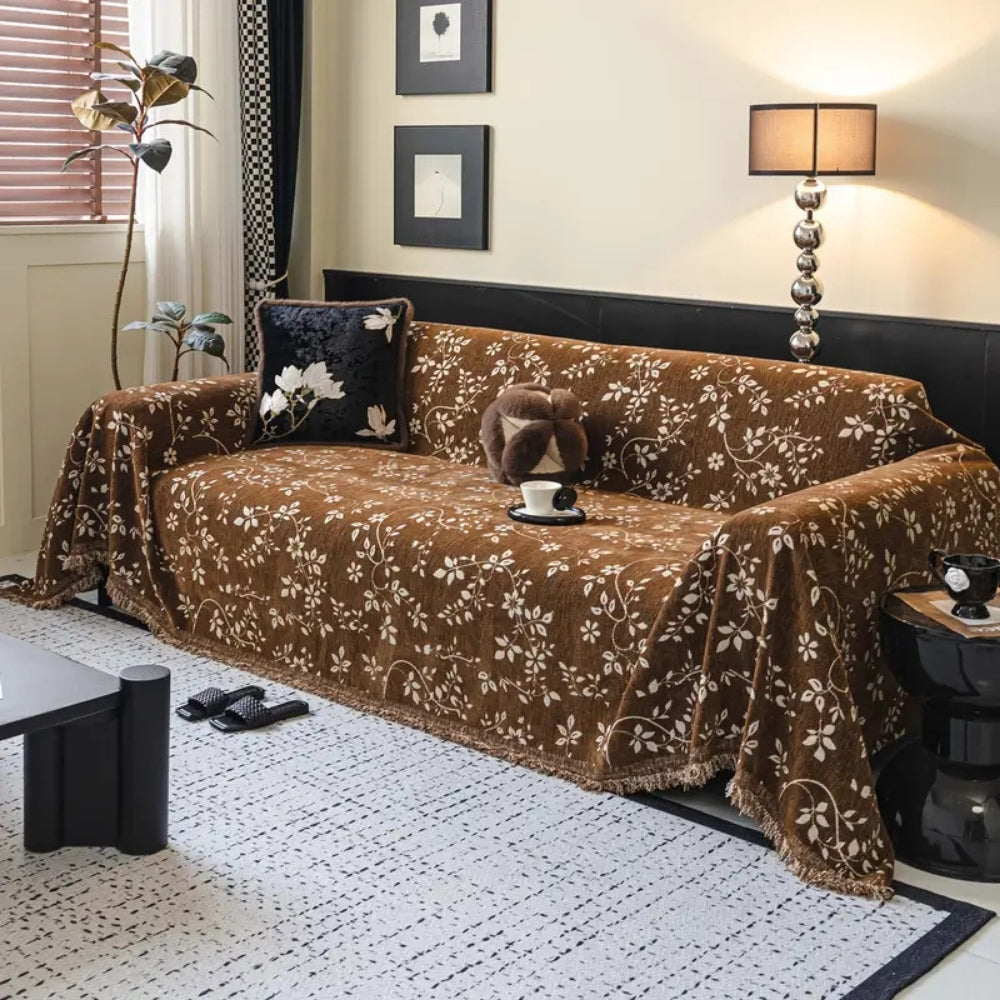 Lisslune | Rustic Blossom Ivory Floral Sofa Cover