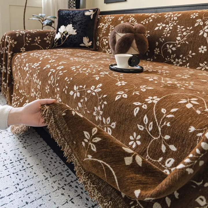 Lisslune | Rustic Blossom Ivory Floral Sofa Cover