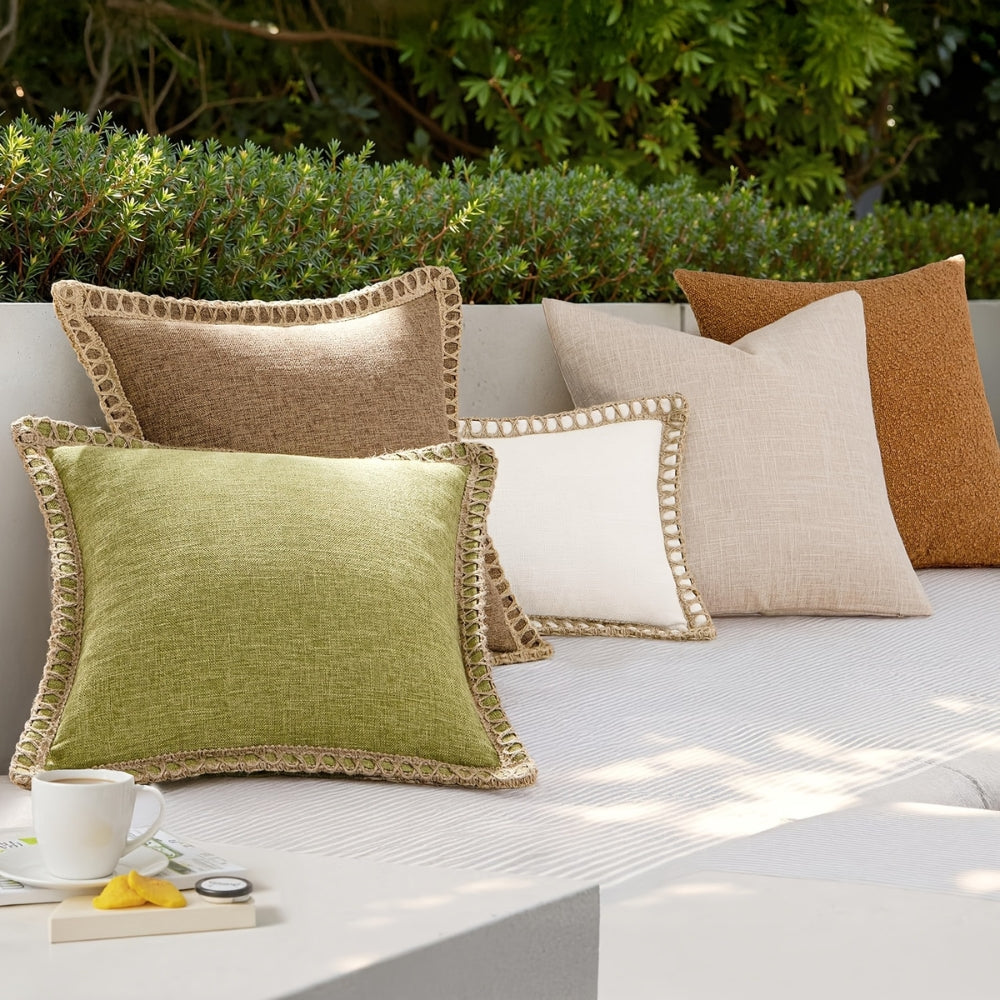 Lisslune | Rustic Linen Trim Decorative Cushion Cover