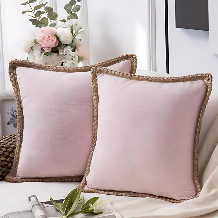 Lisslune | Rustic Linen Trim Decorative Cushion Cover