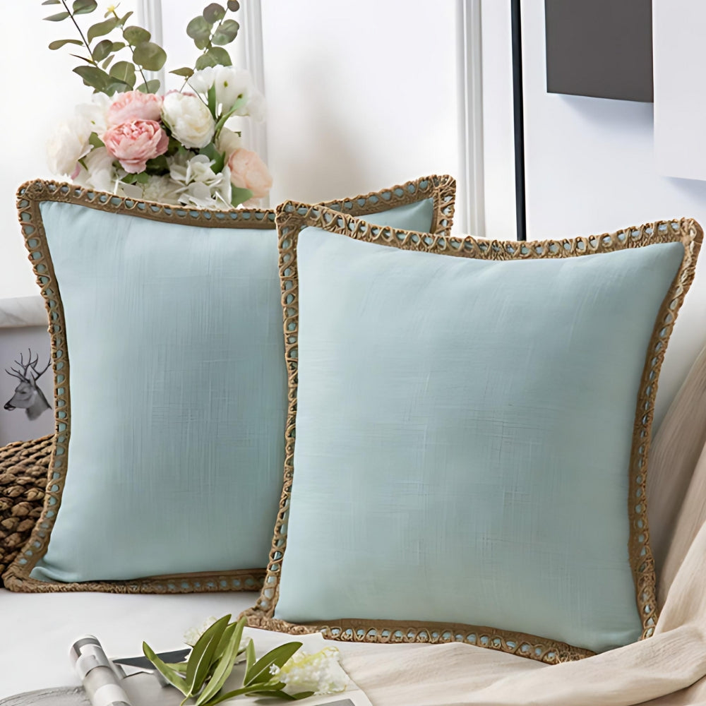 Lisslune | Rustic Linen Trim Decorative Cushion Cover