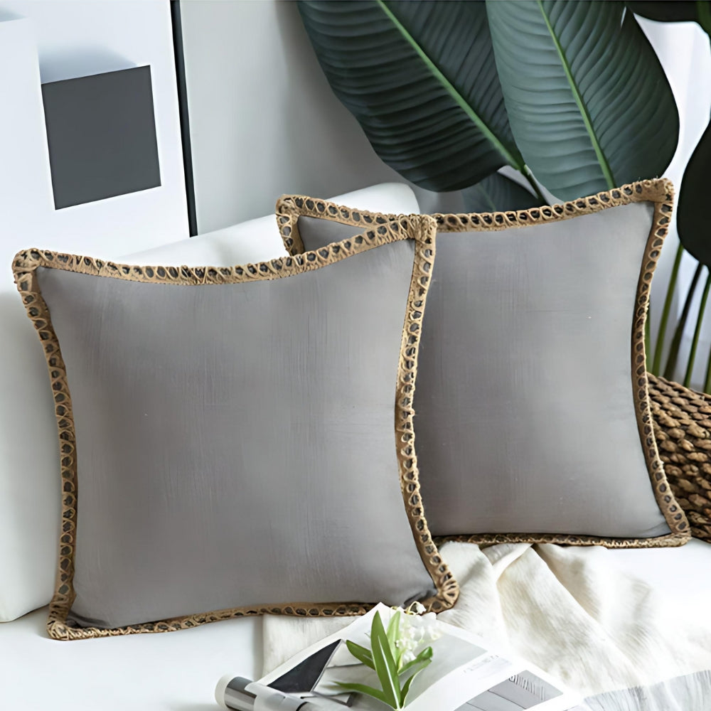 Lisslune | Rustic Linen Trim Decorative Cushion Cover