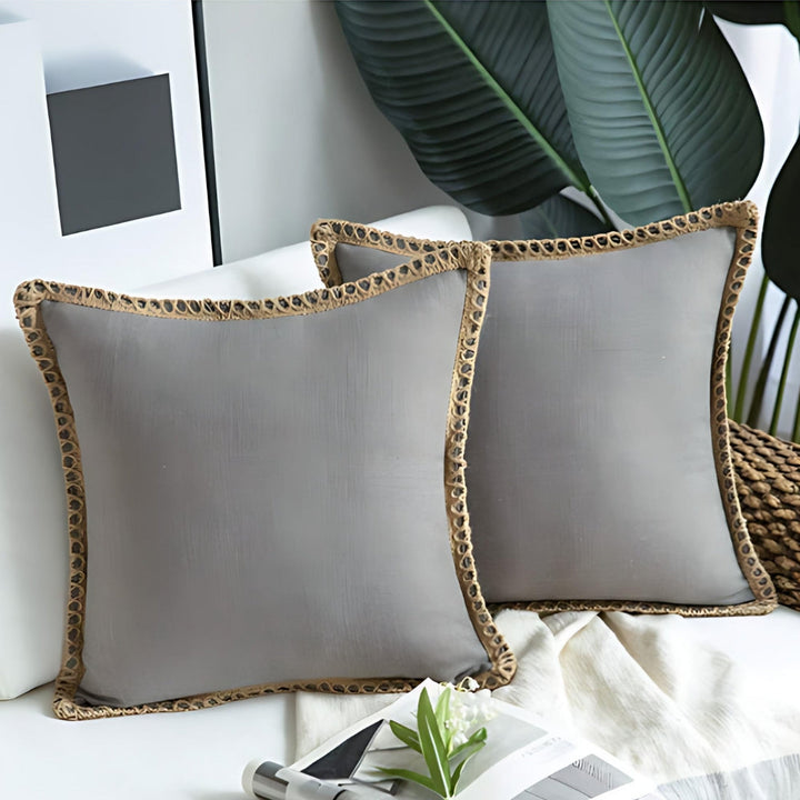 Lisslune | Rustic Linen Trim Decorative Cushion Cover