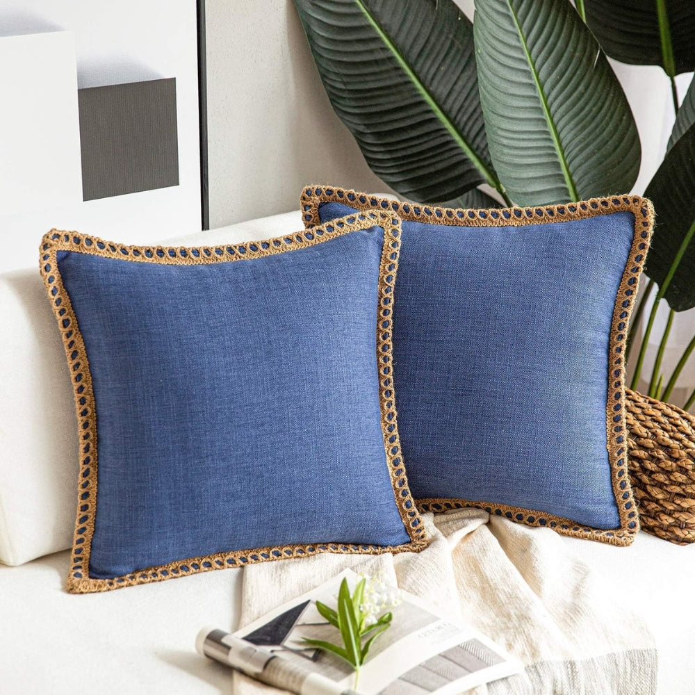 Lisslune | Rustic Linen Trim Decorative Cushion Cover
