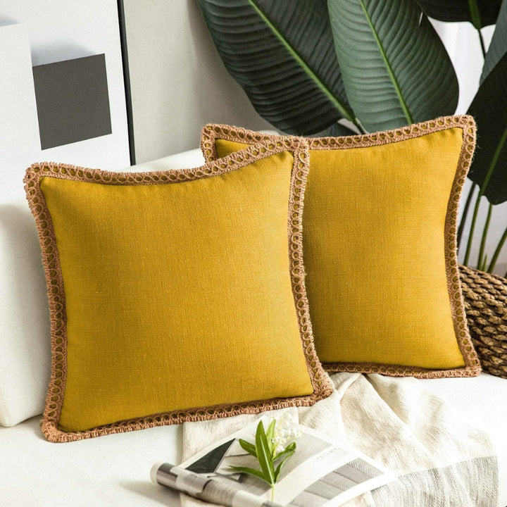 Lisslune | Rustic Linen Trim Decorative Cushion Cover