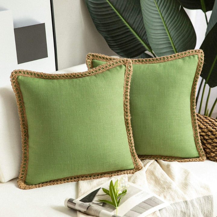 Lisslune | Rustic Linen Trim Decorative Cushion Cover