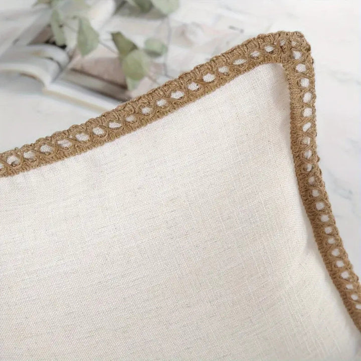 Lisslune | Rustic Linen Trim Decorative Cushion Cover