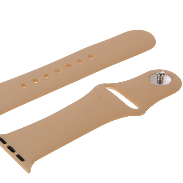 Lisslune | For Apple Watch Sport 38mm High Performance Rubber Sport Watch Band with Pin and Tuck Closure (Khaki)