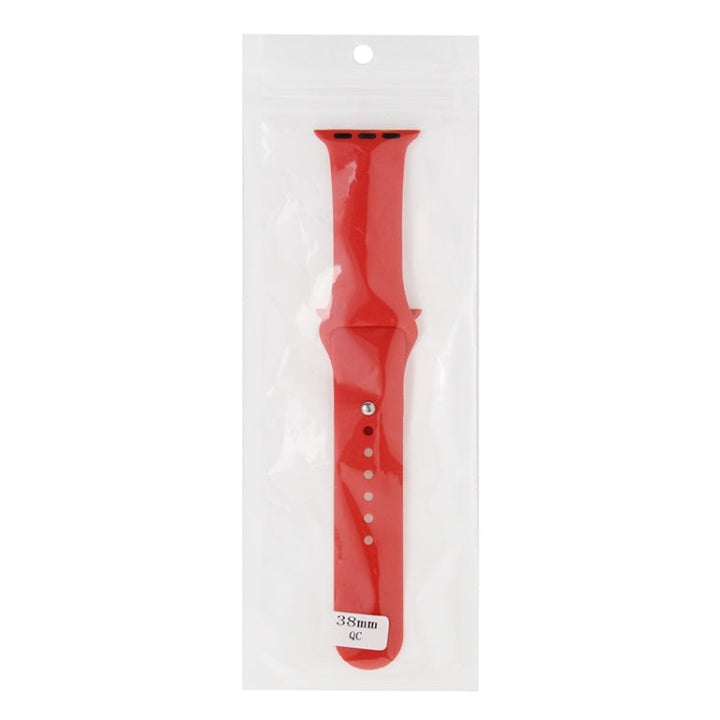 Lisslune | For Apple Watch Sport 38mm High-Performance Rubber Sport Watch Band with Plug and Fold Closure (Red)