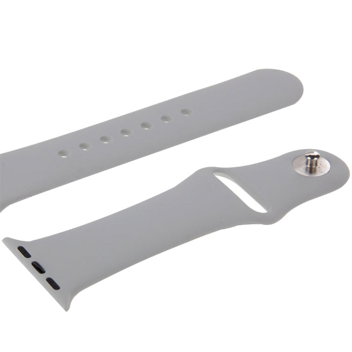 Lisslune | For Apple Watch Sport 38mm High-Performance Rubber Sport Band with Pin-and-Tuck Closure (Silver)