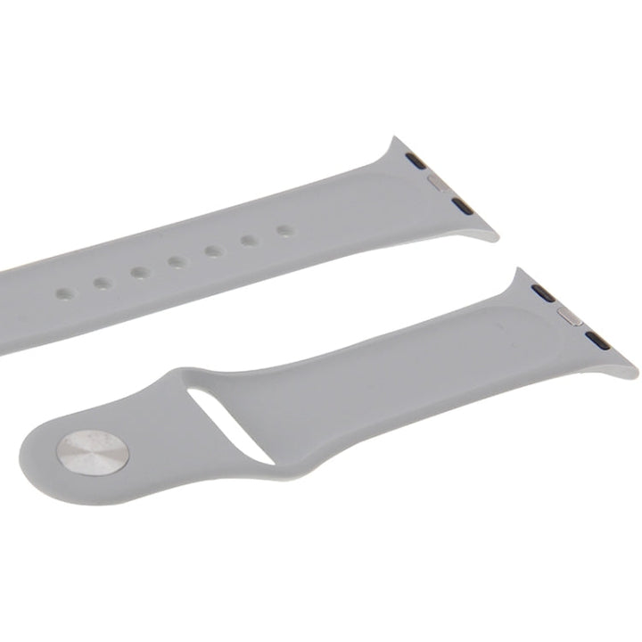 Lisslune | For Apple Watch Sport 38mm High-Performance Rubber Sport Band with Pin-and-Tuck Closure (Silver)