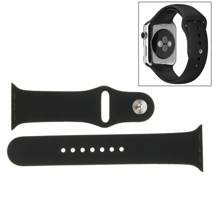 Lisslune | For Apple Watch Sport 42mm High Performance Rubber Sport Watch Band with Pin-and-Tuck Closure (Black)