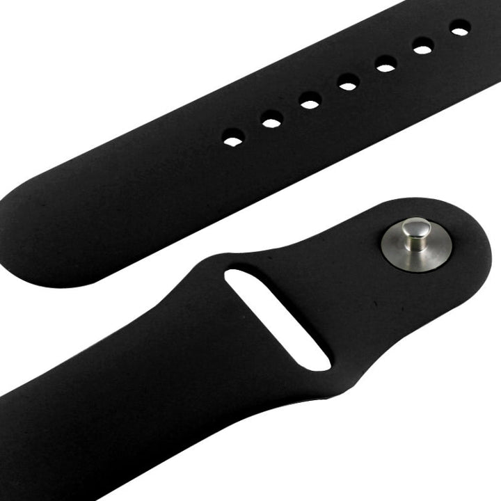 Lisslune | For Apple Watch Sport 42mm High Performance Rubber Sport Watch Band with Pin-and-Tuck Closure (Black)