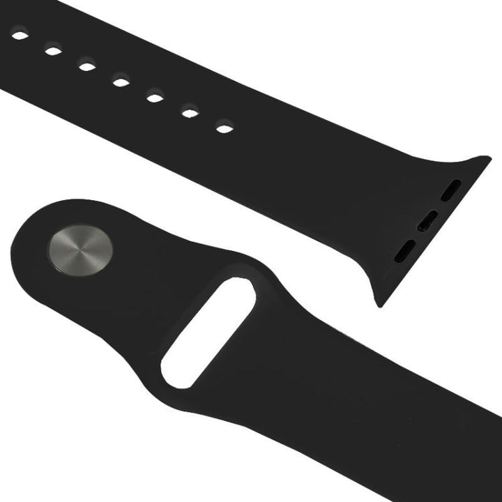 Lisslune | For Apple Watch Sport 42mm High Performance Rubber Sport Watch Band with Pin-and-Tuck Closure (Black)