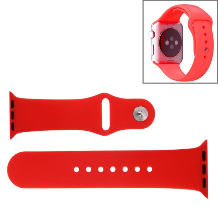 Lisslune | For Apple Watch Sport 42mm High-Performance Rubber Sport Watch Band with Pin-and-Tuck Closure (Red)