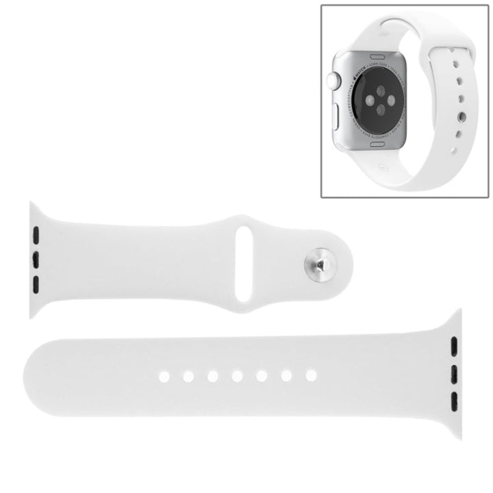 Lisslune | For Apple Watch Sport 42mm High-Performance Rubber Sport Strap with Snap Closure (White)