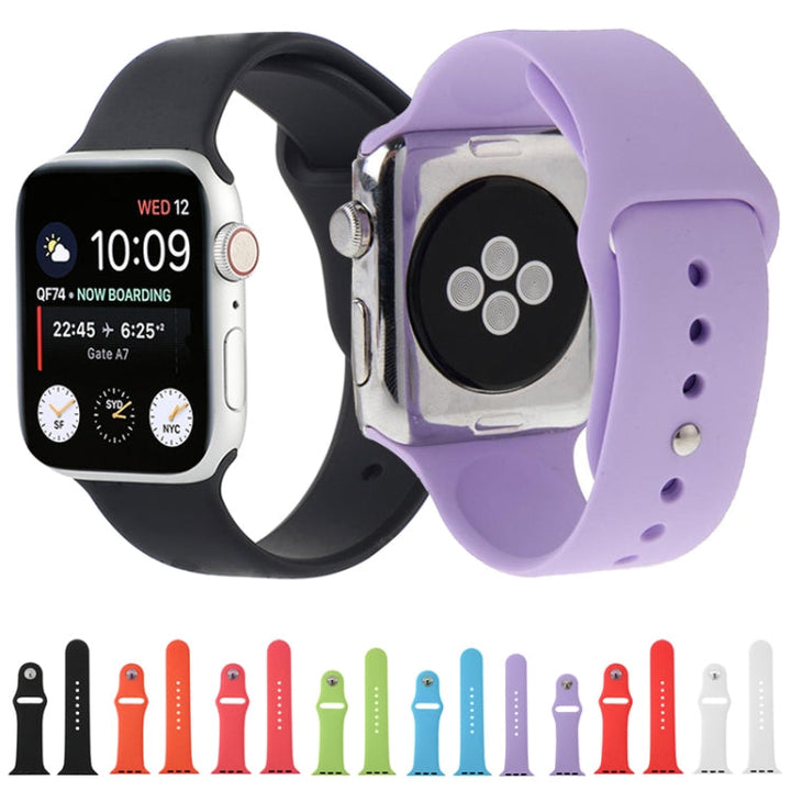 Lisslune | For Apple Watch Sport 42mm High Performance Rubber Sport Watch Band with Pin-and-Tuck Closure (Black)