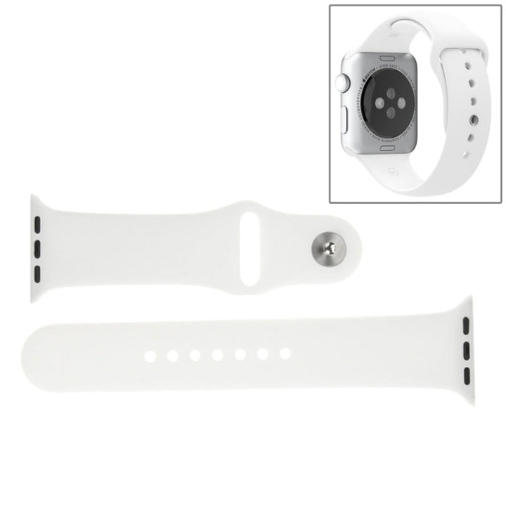 Lisslune | For Apple Watch Sport 38mm High-performance long silicone sports watch band with pin-and-connector closure (White)