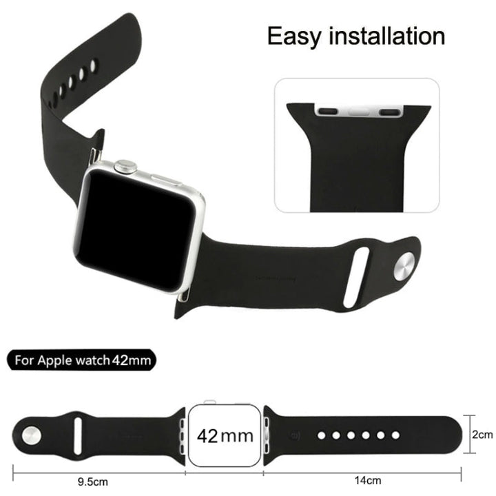 Lisslune | For Apple Watch Sport 42mm High-performance longer rubber sports strap with pin-and-fold closure (Rose red)