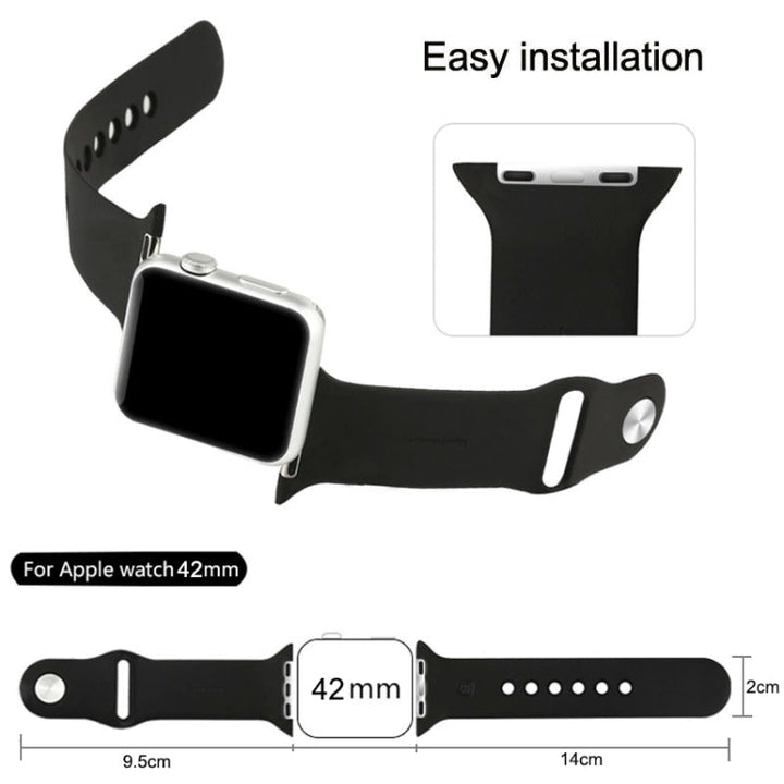 Lisslune | For Apple Watch Sport 42 mm High-Performance Longer Rubber Sport Band with Pin-and-Tuck Closure (Purple)