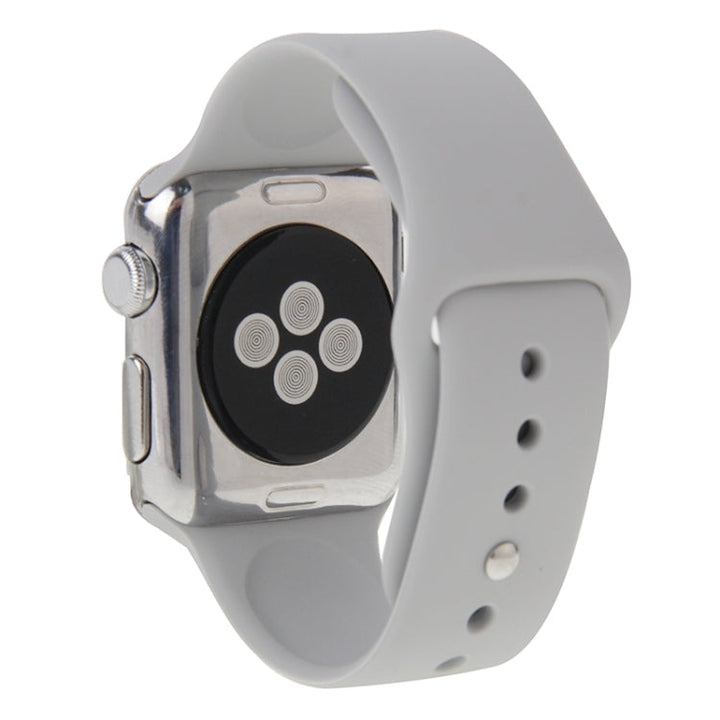 Lisslune | For Apple Watch Sport 42mm High-Performance Longer Rubber Sport Watch Band with Pin-and-Fold Closure (Silver)