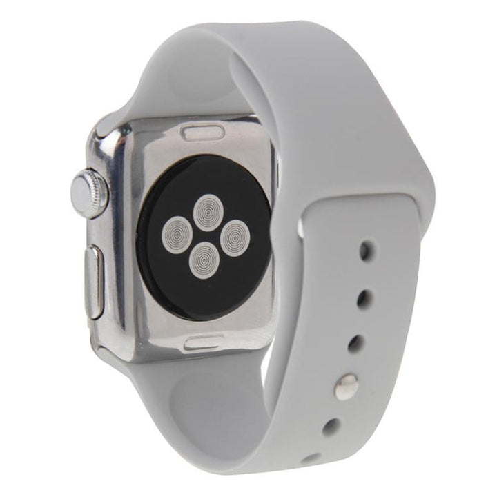 Lisslune | For Apple Watch Sport 42mm High-Performance Longer Rubber Sport Watch Band with Pin-and-Fold Closure (Silver)