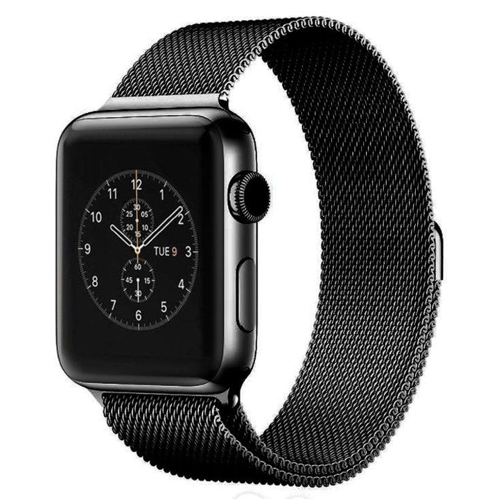 Lisslune | For Apple Watch 42mm Milanese Loop Magnetic Stainless Steel Watch Band (Black)