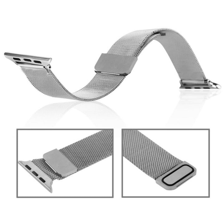 Lisslune | For Apple Watch 42mm Milanese Loop Magnetic Stainless Steel Watch Strap (Silver)