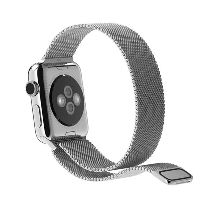 Lisslune | For Apple Watch 42mm Milanese Loop Magnetic Stainless Steel Watch Strap (Silver)