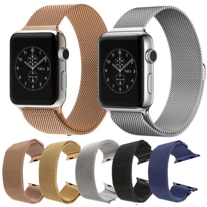 Lisslune | For Apple Watch 42mm Milanese Loop Magnetic Stainless Steel Watch Band (Blue)