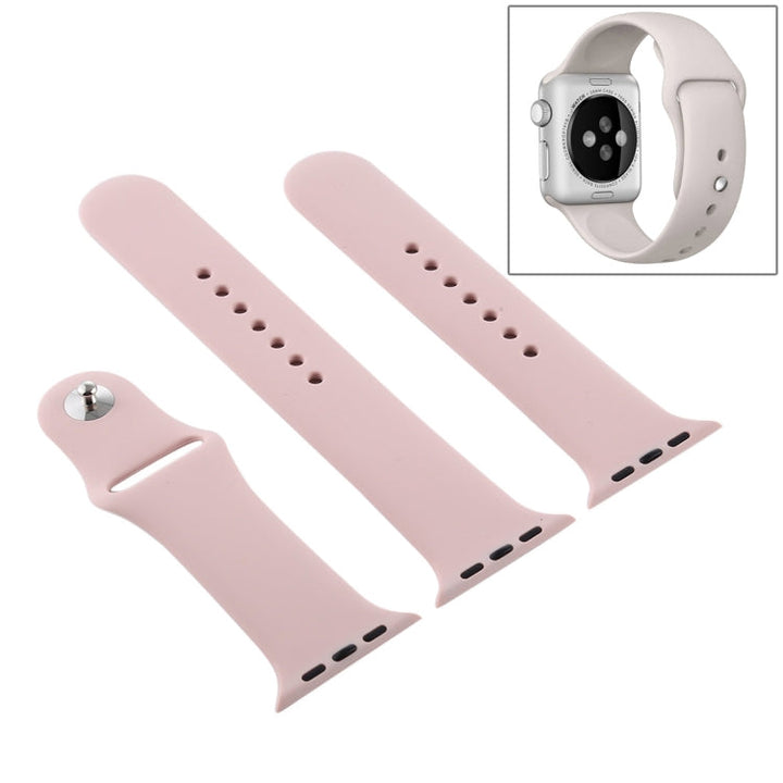 Lisslune | For Apple Watch Series 10 42mm / 9&8&7 41mm / SE 3&SE 2&6&SE&5&4 40mm / 3&2&1 38mm 3 in 1 Rubber Watch Strap with Pin Buckle (Sand Pink)