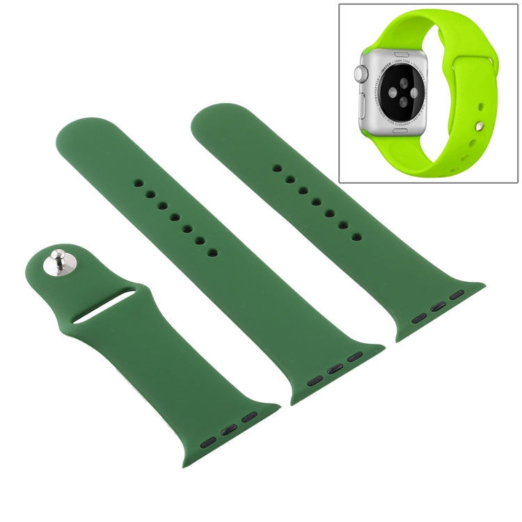 Lisslune | For Apple Watch Series 10 42 mm / 9&8&7 41 mm / SE 3&SE 2&6&SE&5&4 40 mm / 3&2&1 38 mm 3 in 1 Rubber Watch Strap with Pin Buckle (Forest Green)