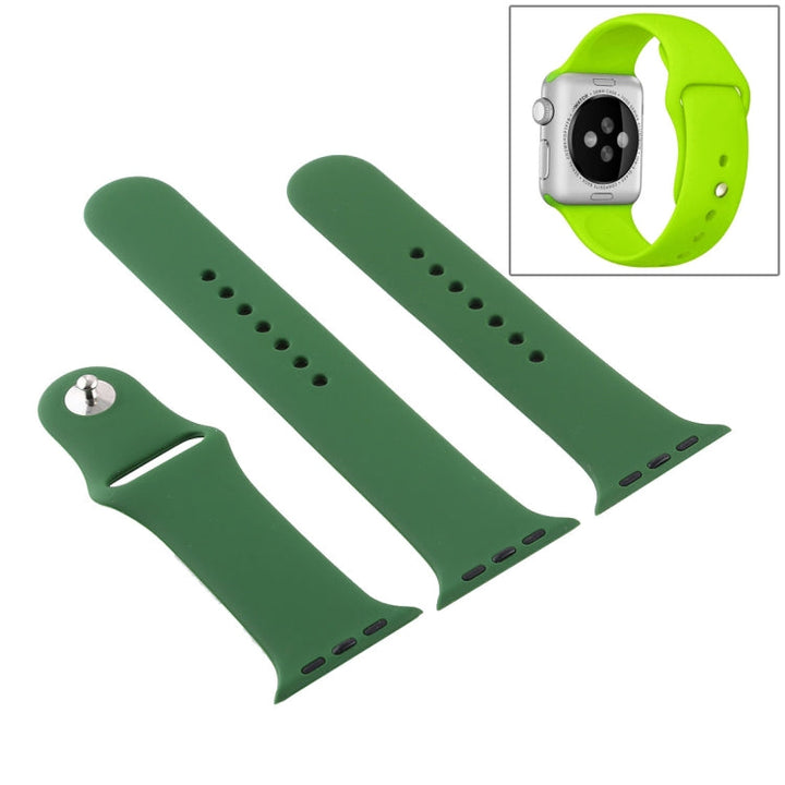 Lisslune | For Apple Watch Series 10 42 mm / 9&8&7 41 mm / SE 3&SE 2&6&SE&5&4 40 mm / 3&2&1 38 mm 3 in 1 Rubber Watch Strap with Pin Buckle (Forest Green)