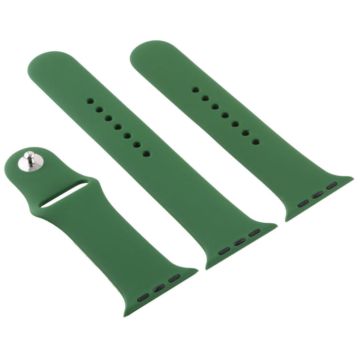 Lisslune | For Apple Watch Series 10 42 mm / 9&8&7 41 mm / SE 3&SE 2&6&SE&5&4 40 mm / 3&2&1 38 mm 3 in 1 Rubber Watch Strap with Pin Buckle (Forest Green)