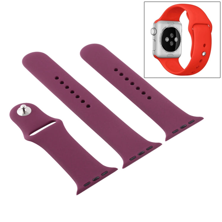 Lisslune | For Apple Watch Series 10 42mm / 9&8&7 41mm / SE 3&SE 2&6&SE&5&4 40mm / 3&2&1 38mm 3 in 1 Rubber Watch Strap with Pin Buckle (Purple)