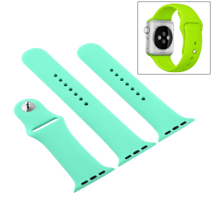 Lisslune | For Apple Watch Series 10 42mm / 9&8&7 41mm / SE 3&SE 2&6&SE&5&4 40mm / 3&2&1 38mm 3 in 1 Rubber Watch Band with Buckle (Let Fragrant Green)