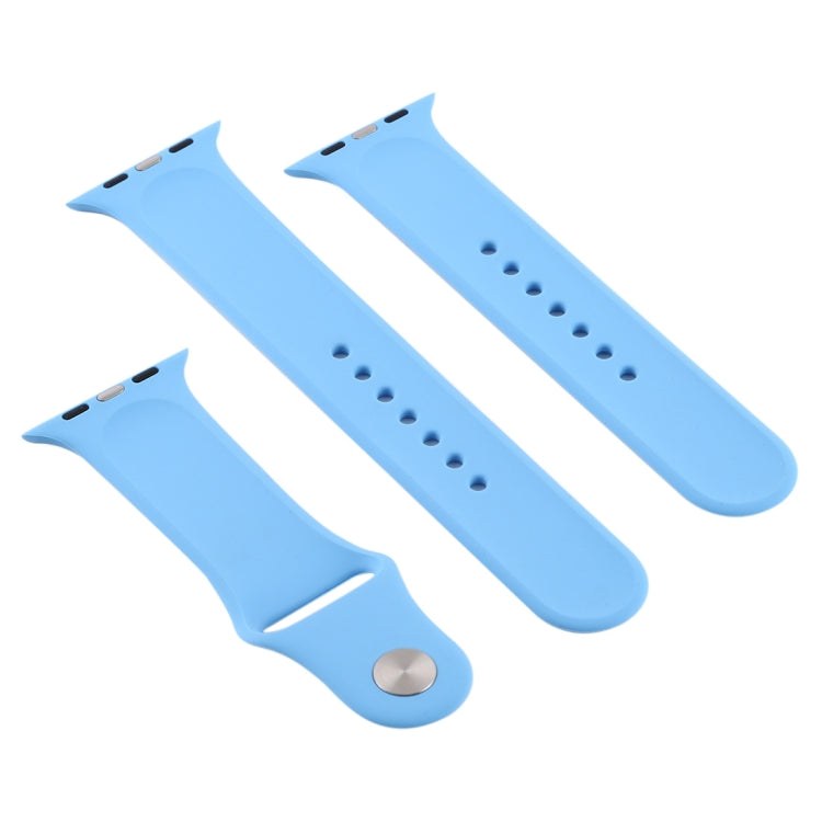 Lisslune | For Apple Watch Series 10 42mm / 9&8&7 41mm / SE 3&SE 2&6&SE&5&4 40mm / 3&2&1 38mm 3 in 1 Rubber watch band with pin buckle (Chrysanthemum Blue)