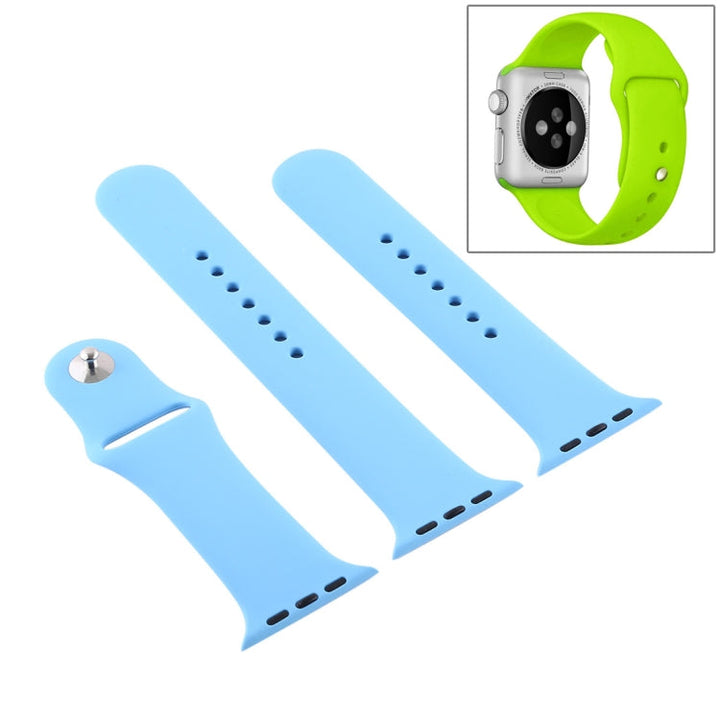 Lisslune | For Apple Watch Series 10 42mm / 9&8&7 41mm / SE 3&SE 2&6&SE&5&4 40mm / 3&2&1 38mm 3 in 1 Rubber watch band with pin buckle (Chrysanthemum Blue)