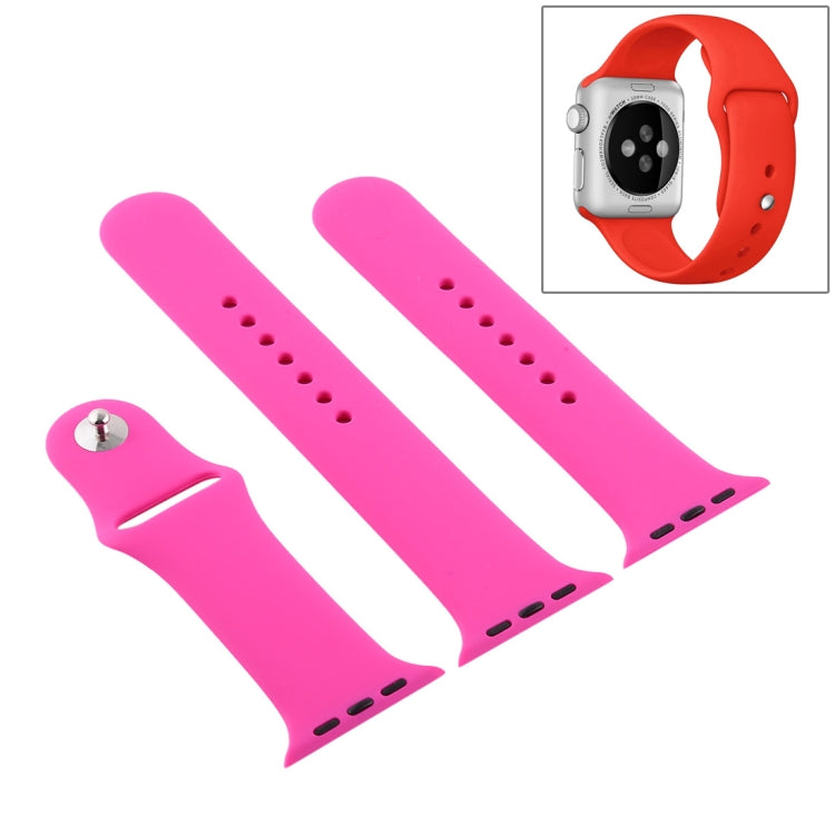 Lisslune | For Apple Watch Series 10 42mm / 9&8&7 41mm / SE 3&SE 2&6&SE&5&4 40mm / 3&2&1 38mm 3 in 1 Rubber Watch Strap with Buckle (Pink Red)
