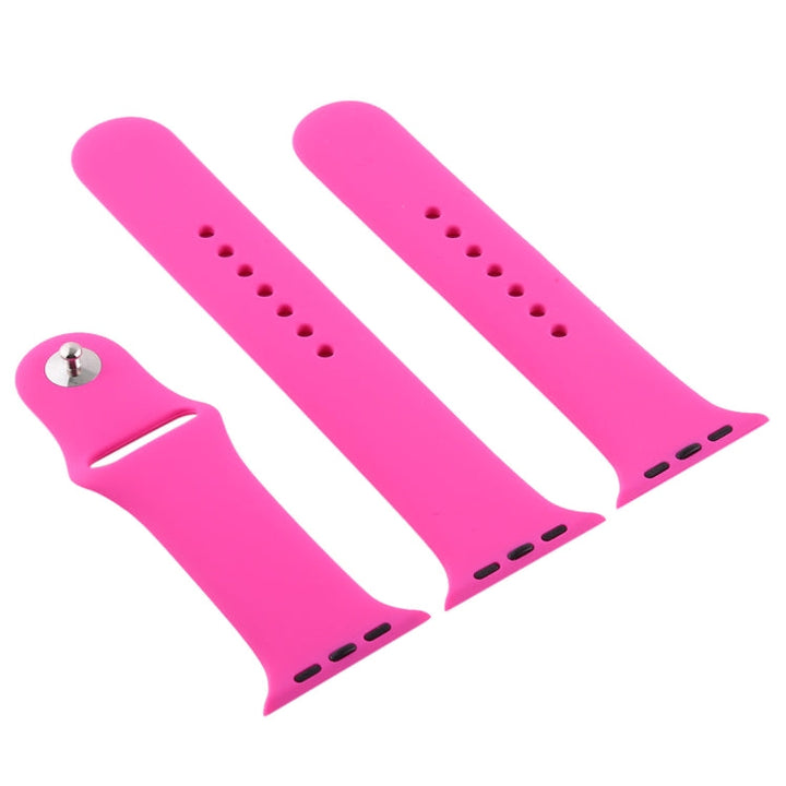 Lisslune | For Apple Watch Series 10 42mm / 9&8&7 41mm / SE 3&SE 2&6&SE&5&4 40mm / 3&2&1 38mm 3 in 1 Rubber Watch Strap with Buckle (Pink Red)